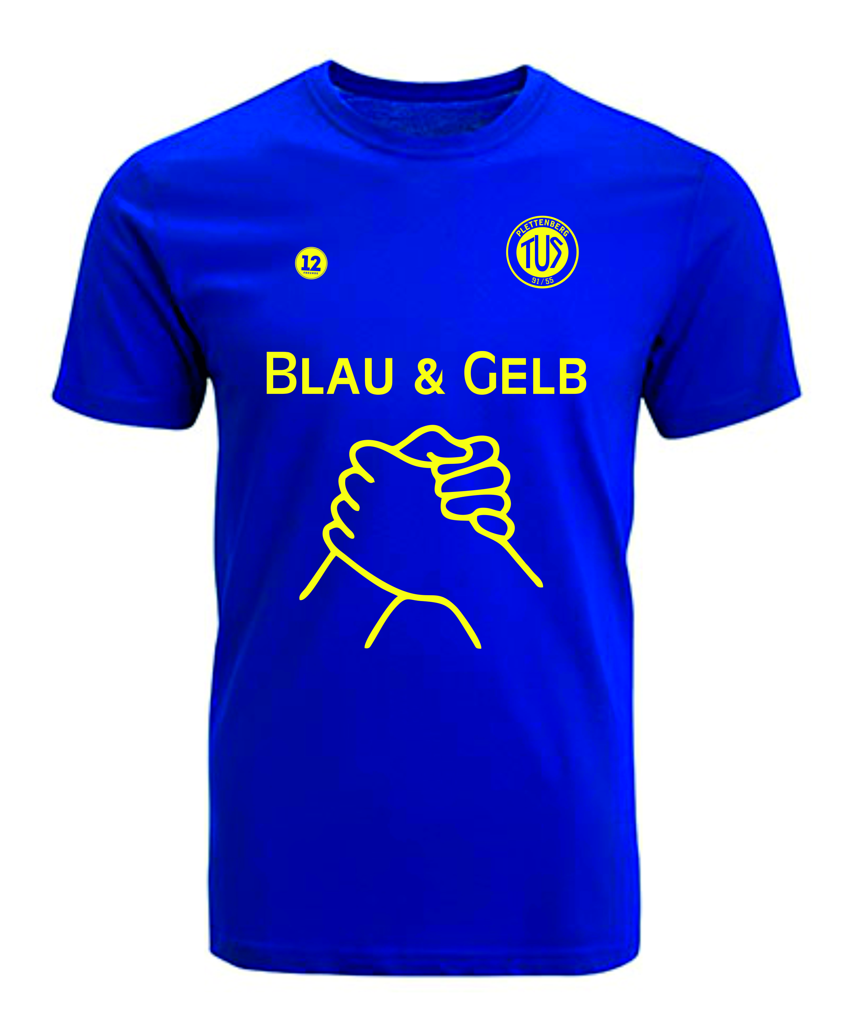Promodoro Herren/Kinder 3099/399 T-Shirt Blau & Gelb Unterstützer TuS Plettenberg