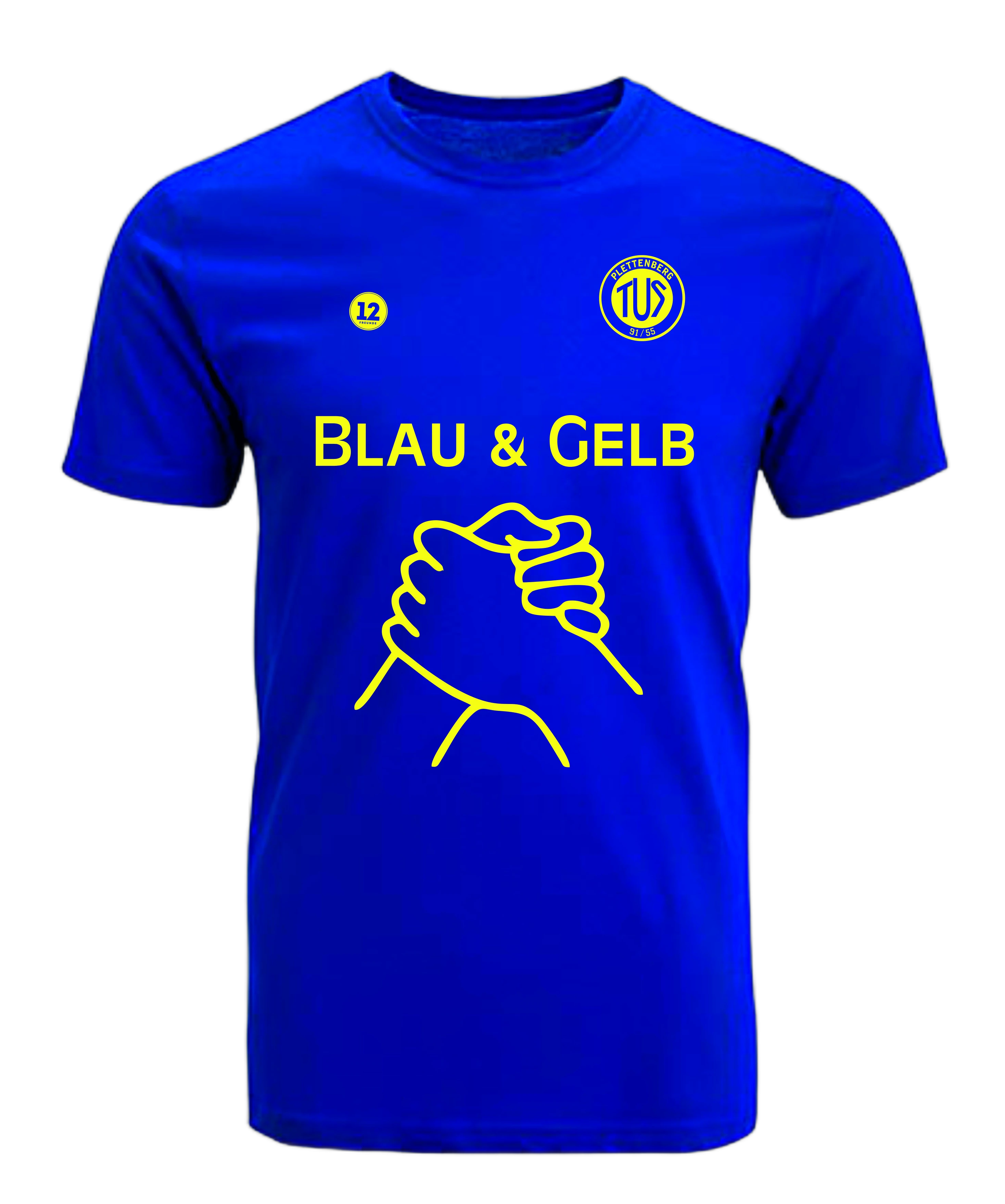 Promodoro Herren/Kinder 3099/399 T-Shirt Blau & Gelb Unterstützer TuS Plettenberg